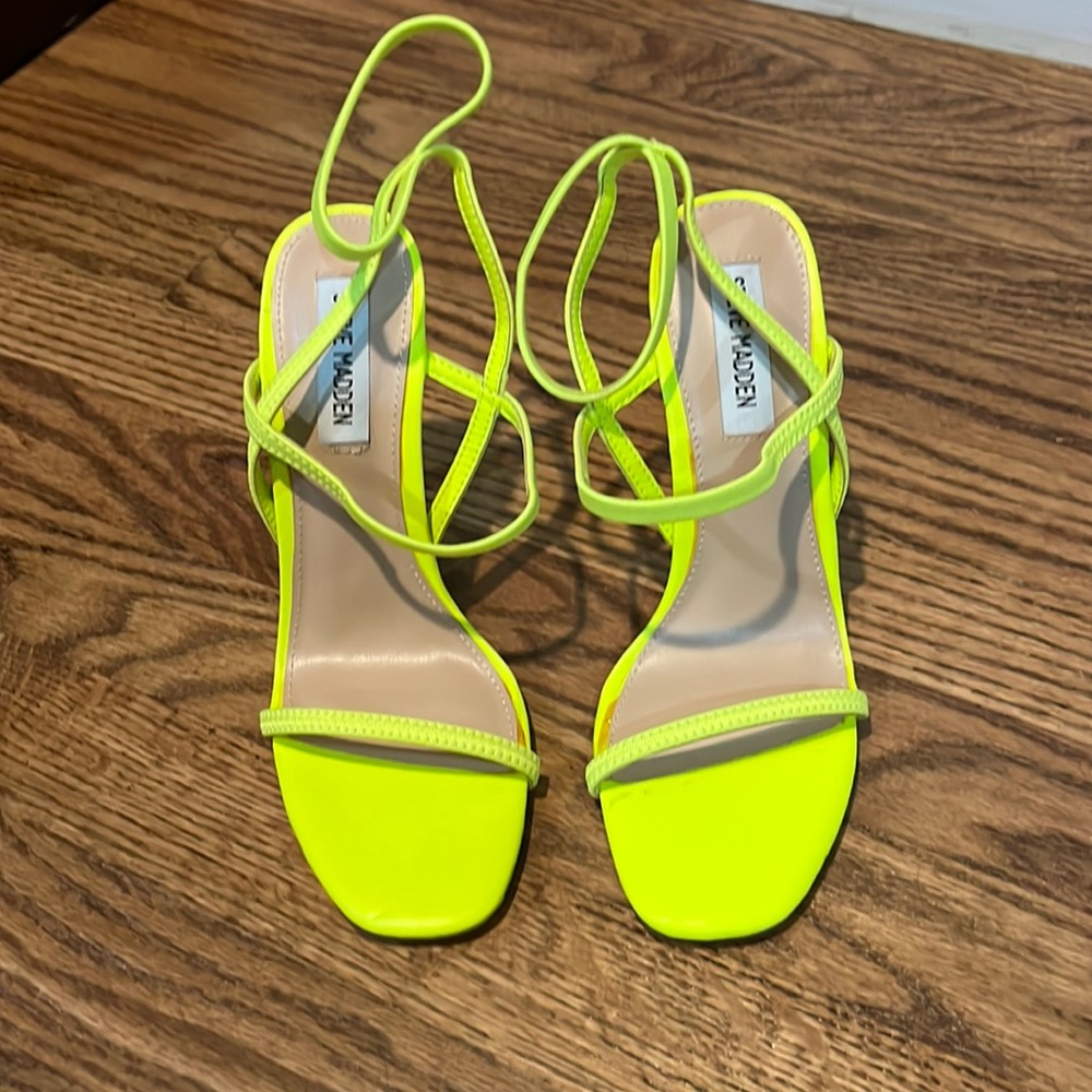 Yellow neon sandals heels